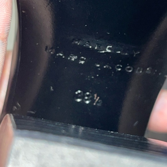 Marc Jacobs Black and Plum Heels with Studded Ankle Strap, Size 8 - Picture 9 of 9